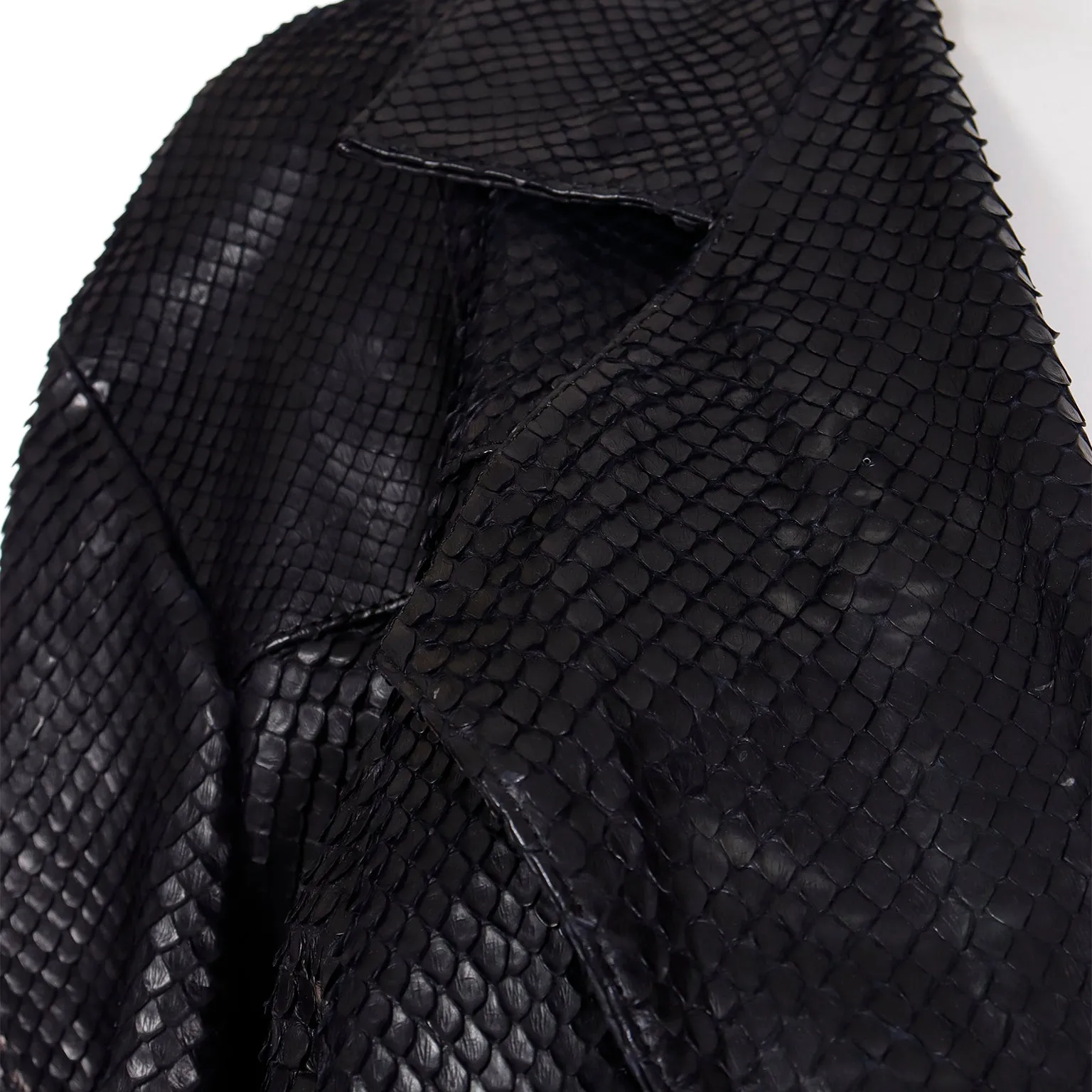 1980s Claude Montana Snakeskin Cut Lamb Leather Jacket