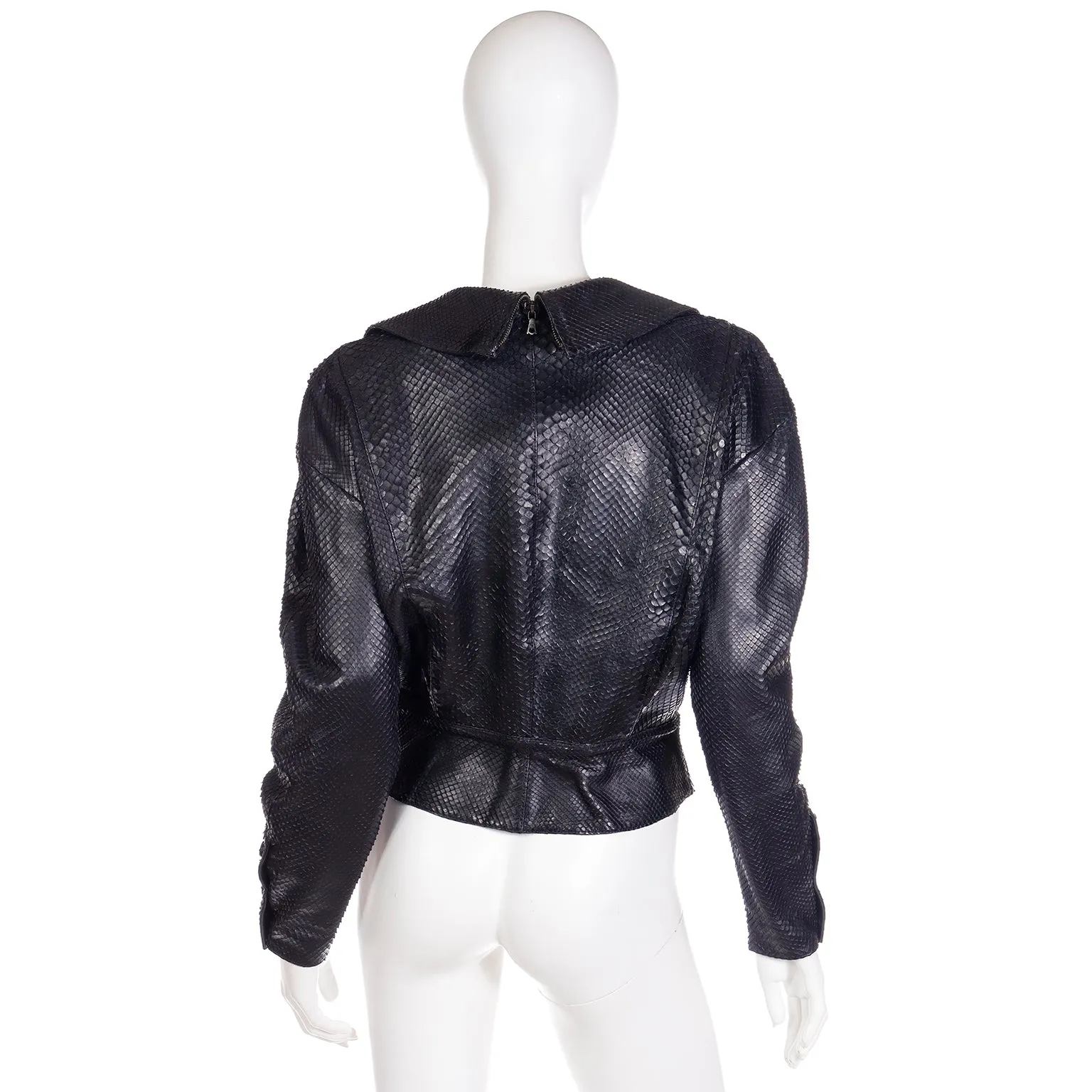 1980s Claude Montana Snakeskin Cut Lamb Leather Jacket