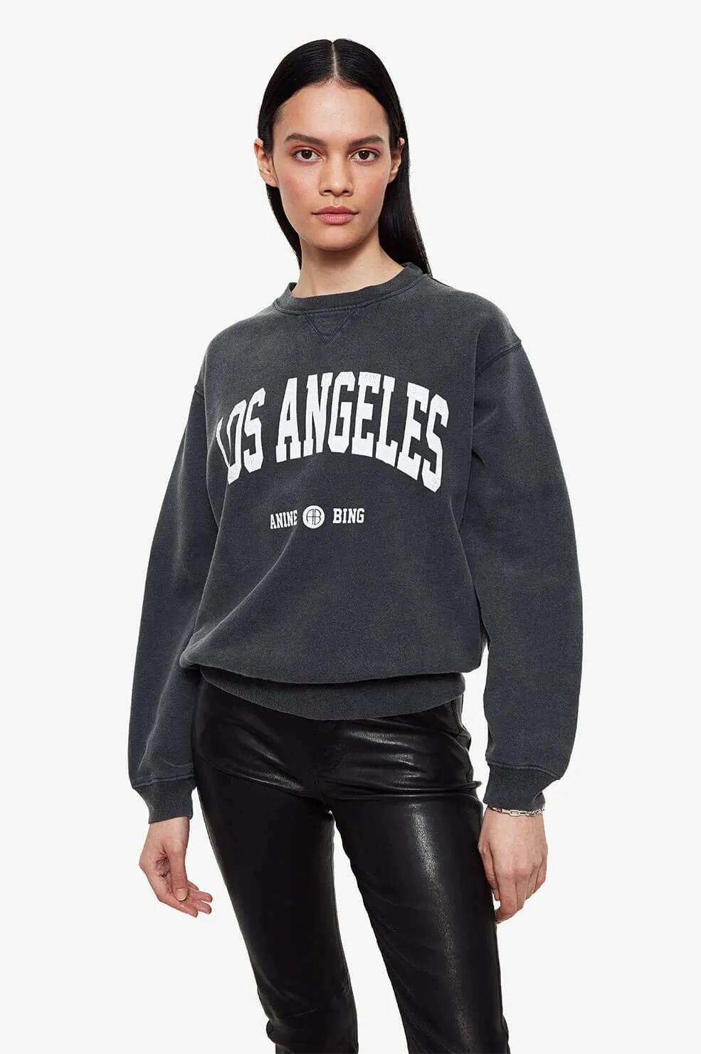 Anine Bing - Ramona Sweatshirt Los Angeles in Washed Black