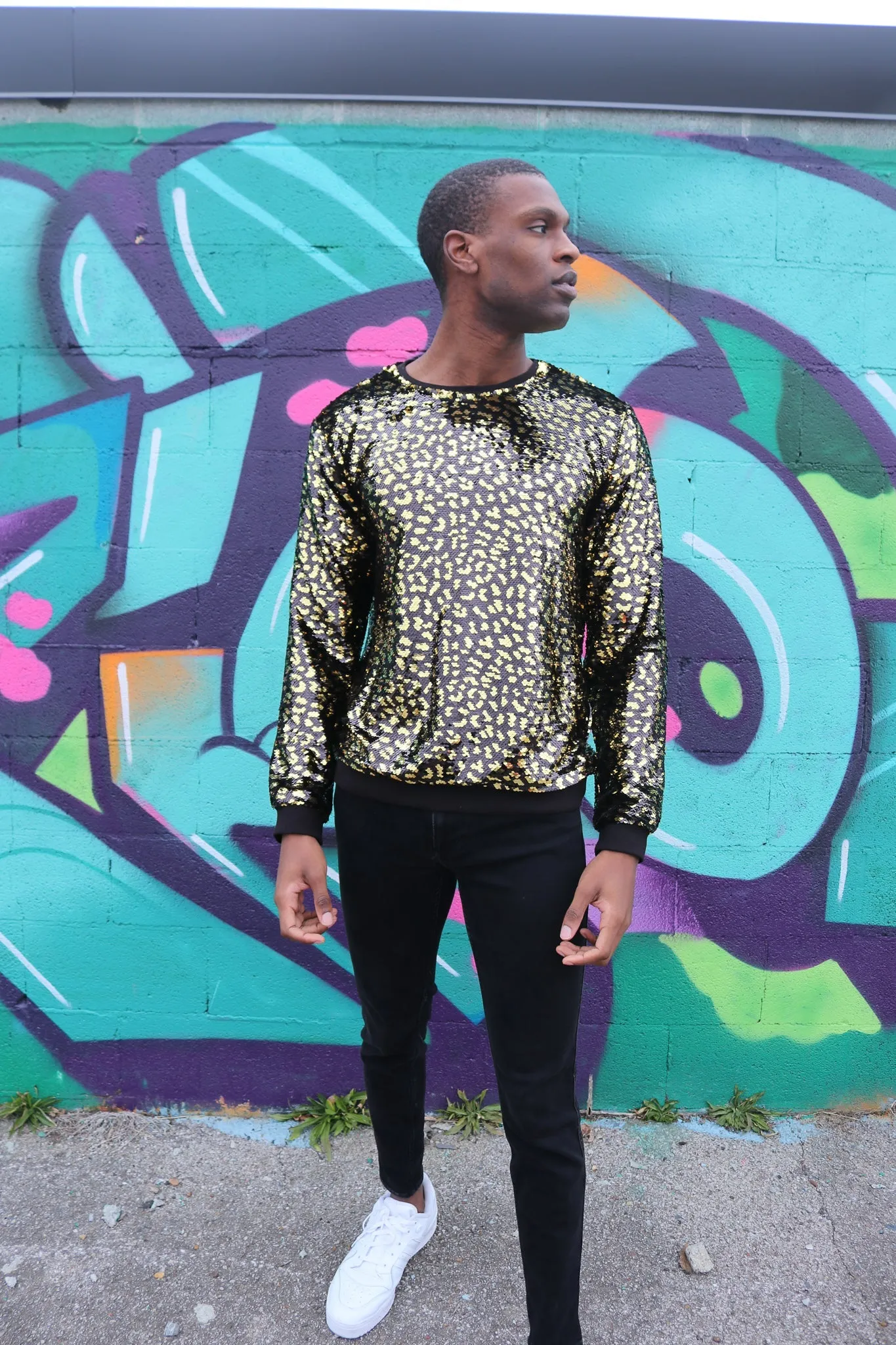 Any Old Iron Men's Golden Leopard Sweatshirt