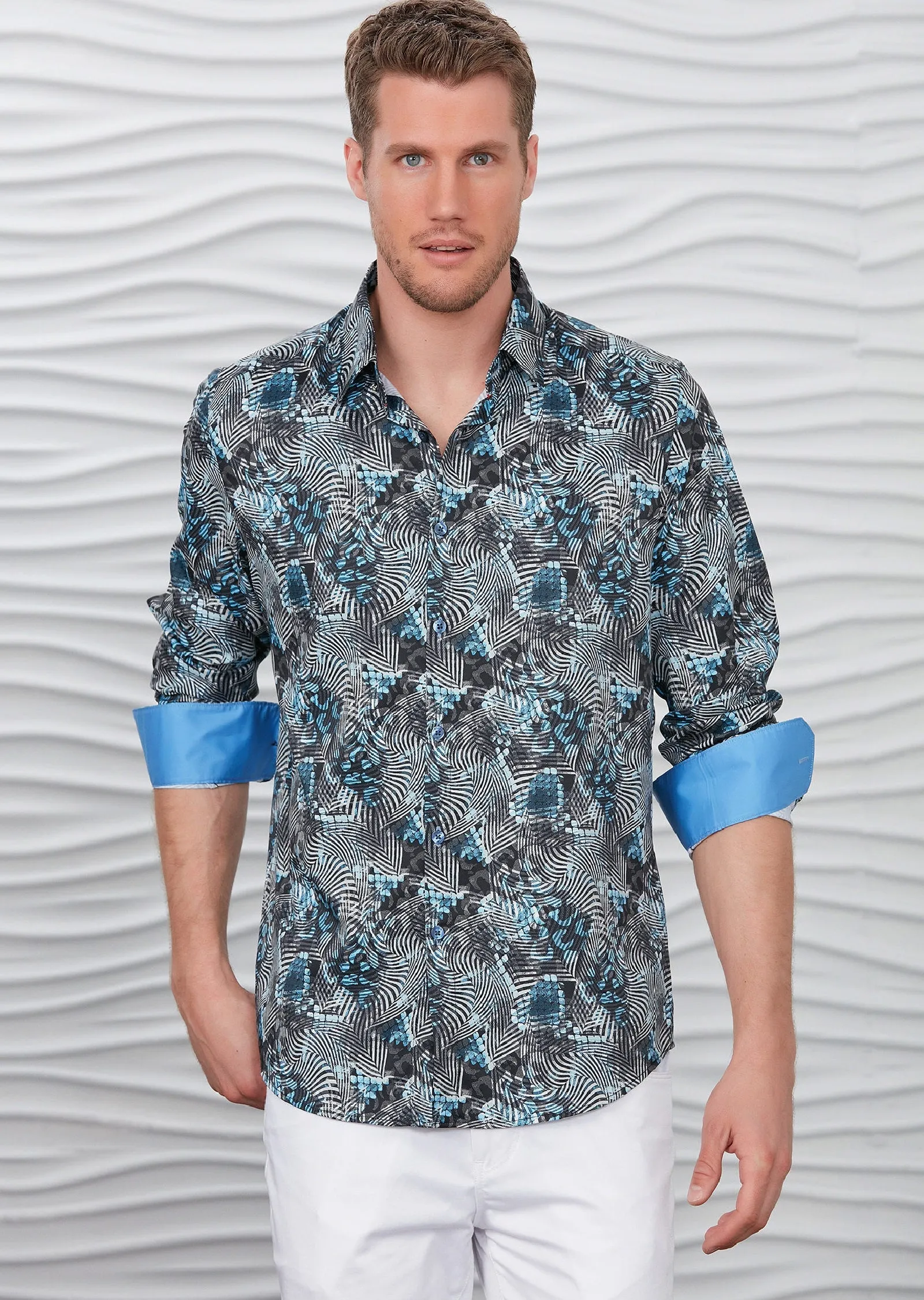 Black Blue Pyschedelic Silky Shirt