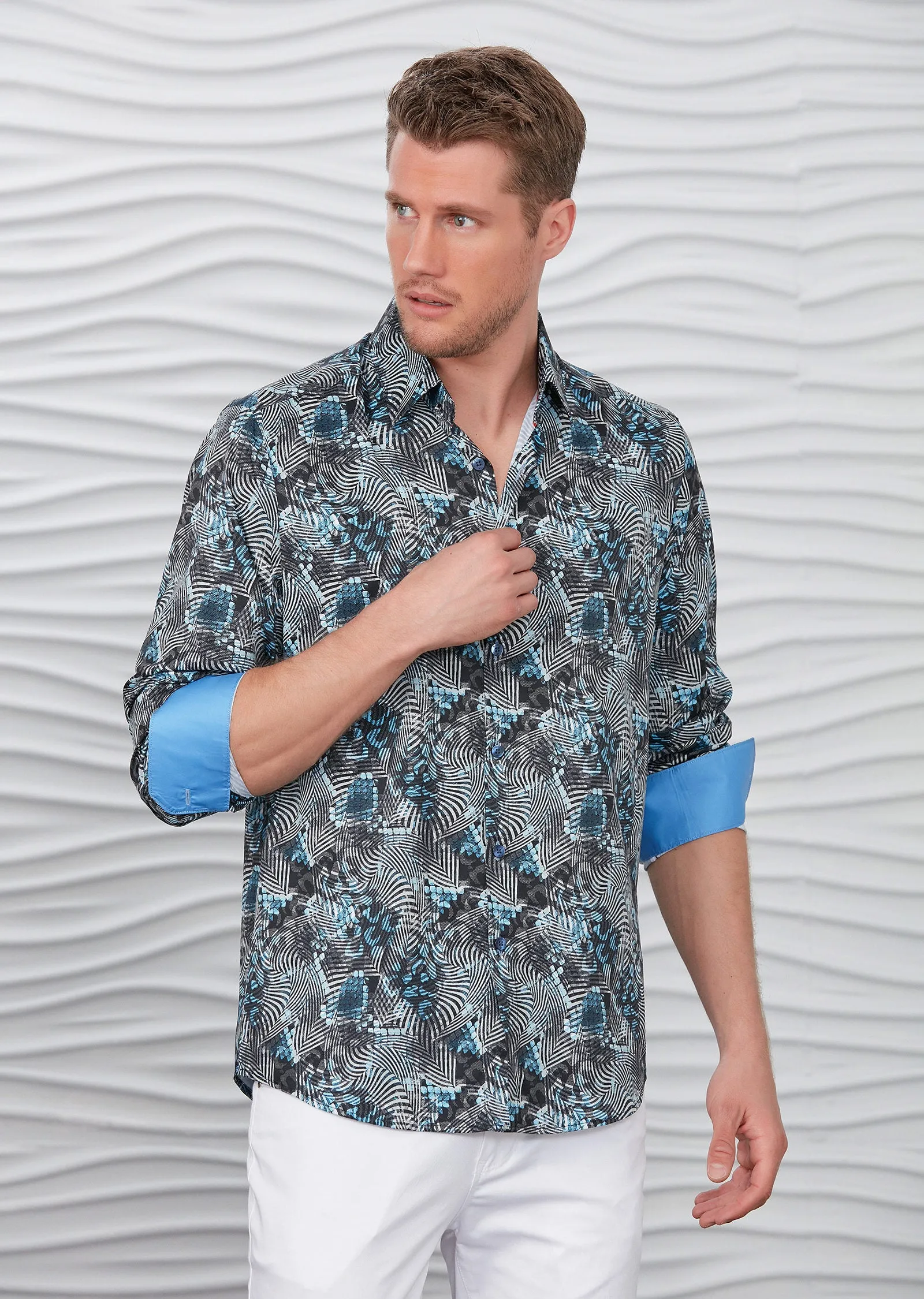 Black Blue Pyschedelic Silky Shirt