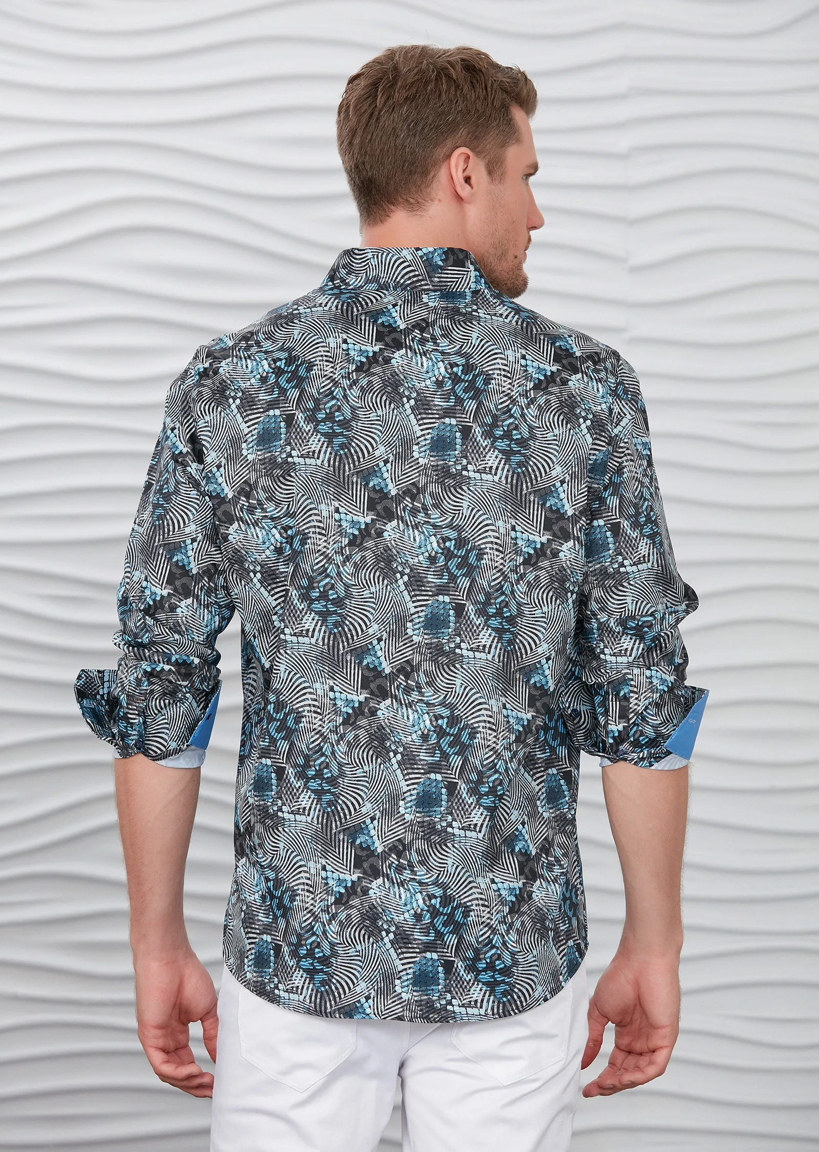 Black Blue Pyschedelic Silky Shirt