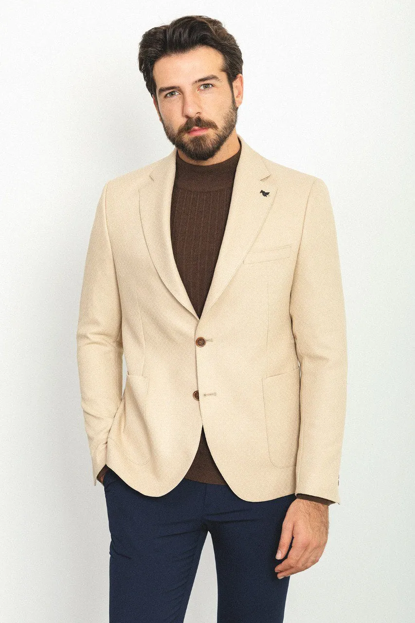 Bojoni Pezza Slim Fit Beige Blazer