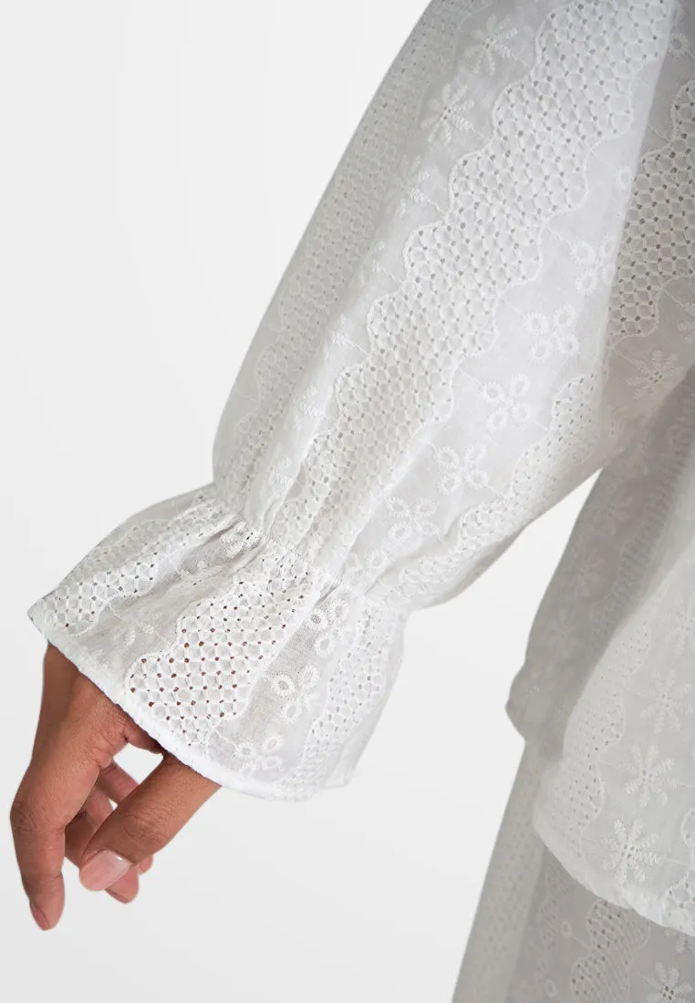 Brittany Modern Kebaya Cotton Eyelet Blouse