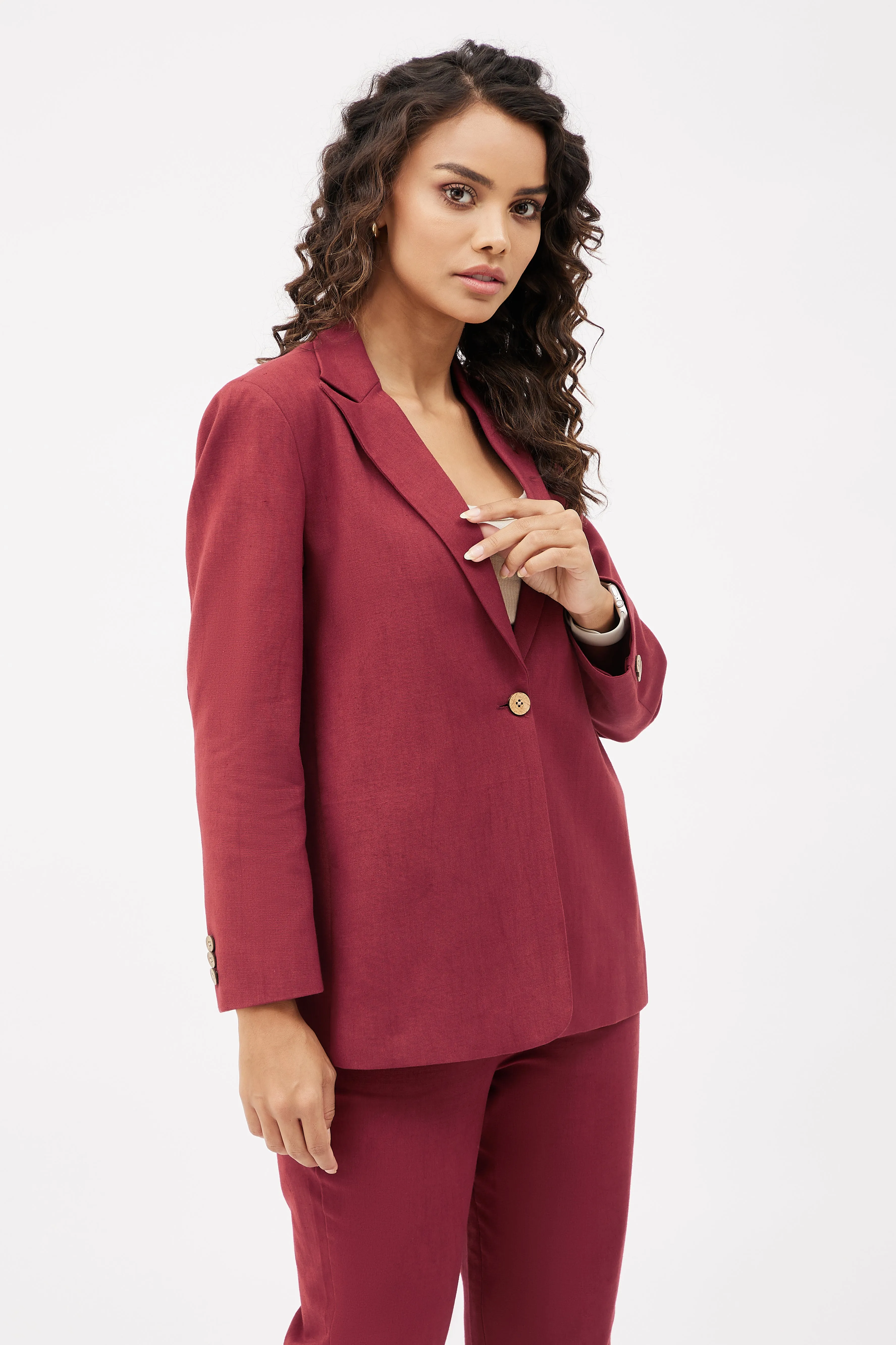 Classic Work Blazer & Trouser Set - Maroon