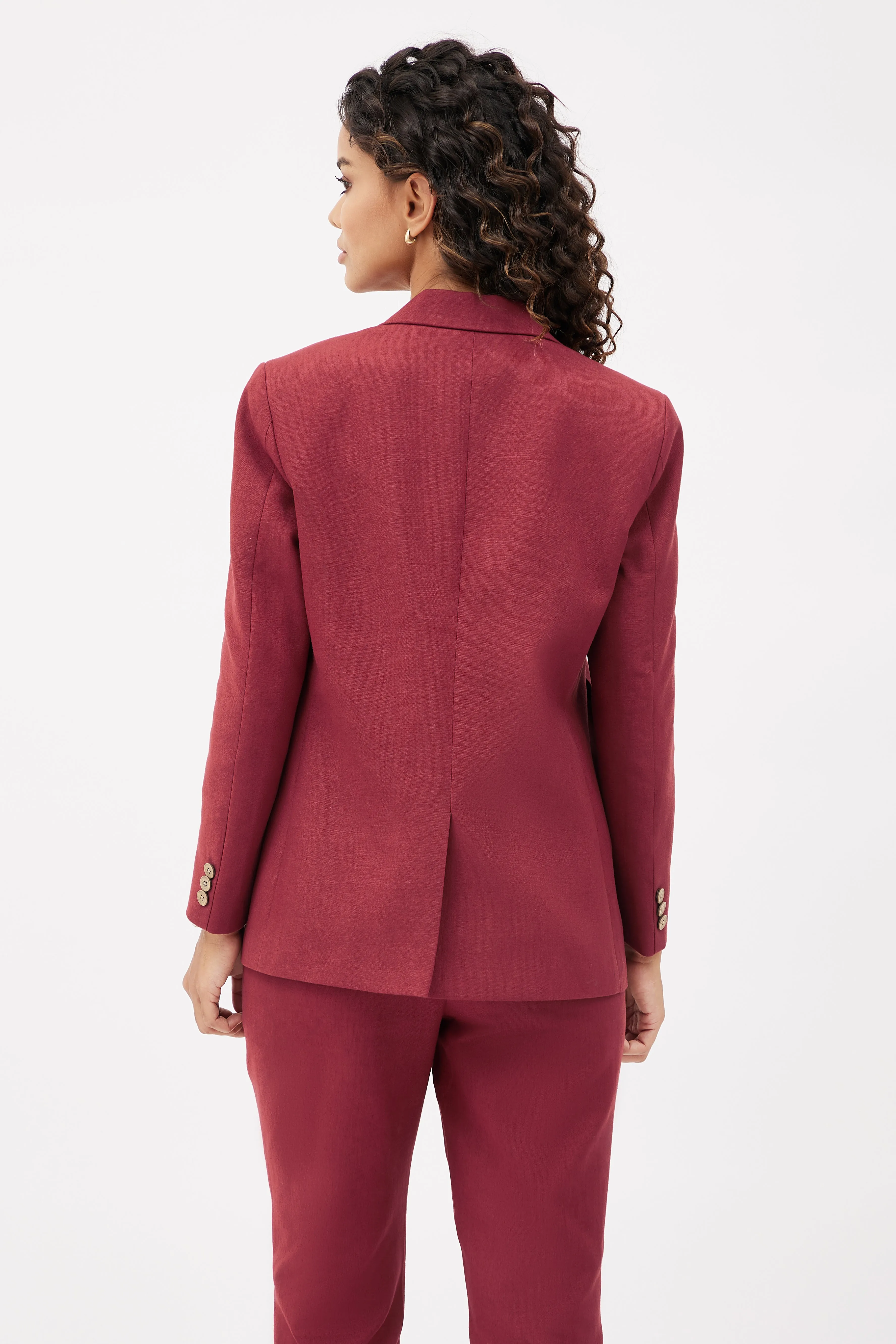 Classic Work Blazer & Trouser Set - Maroon