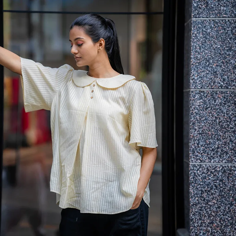 Cotton Top for Women | Off-White | Striped