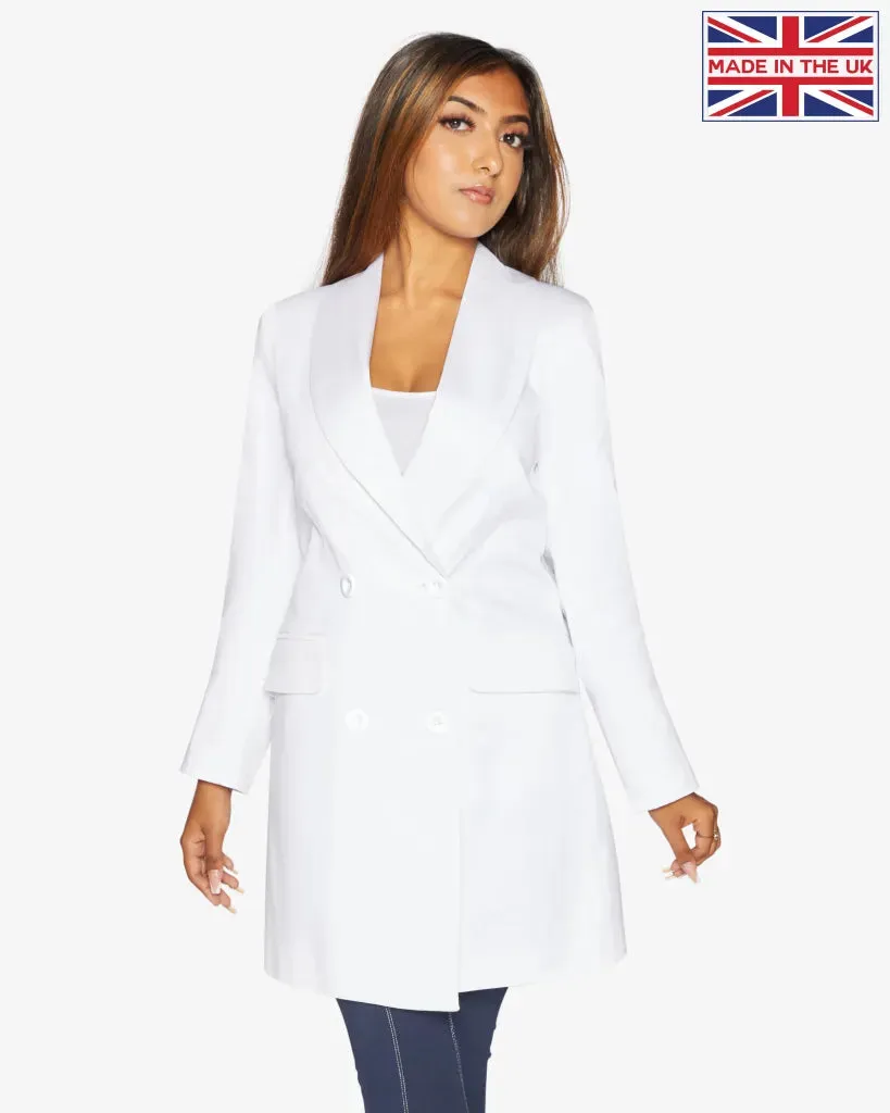 De La Creme Womens Double Breasted Longline Blazer