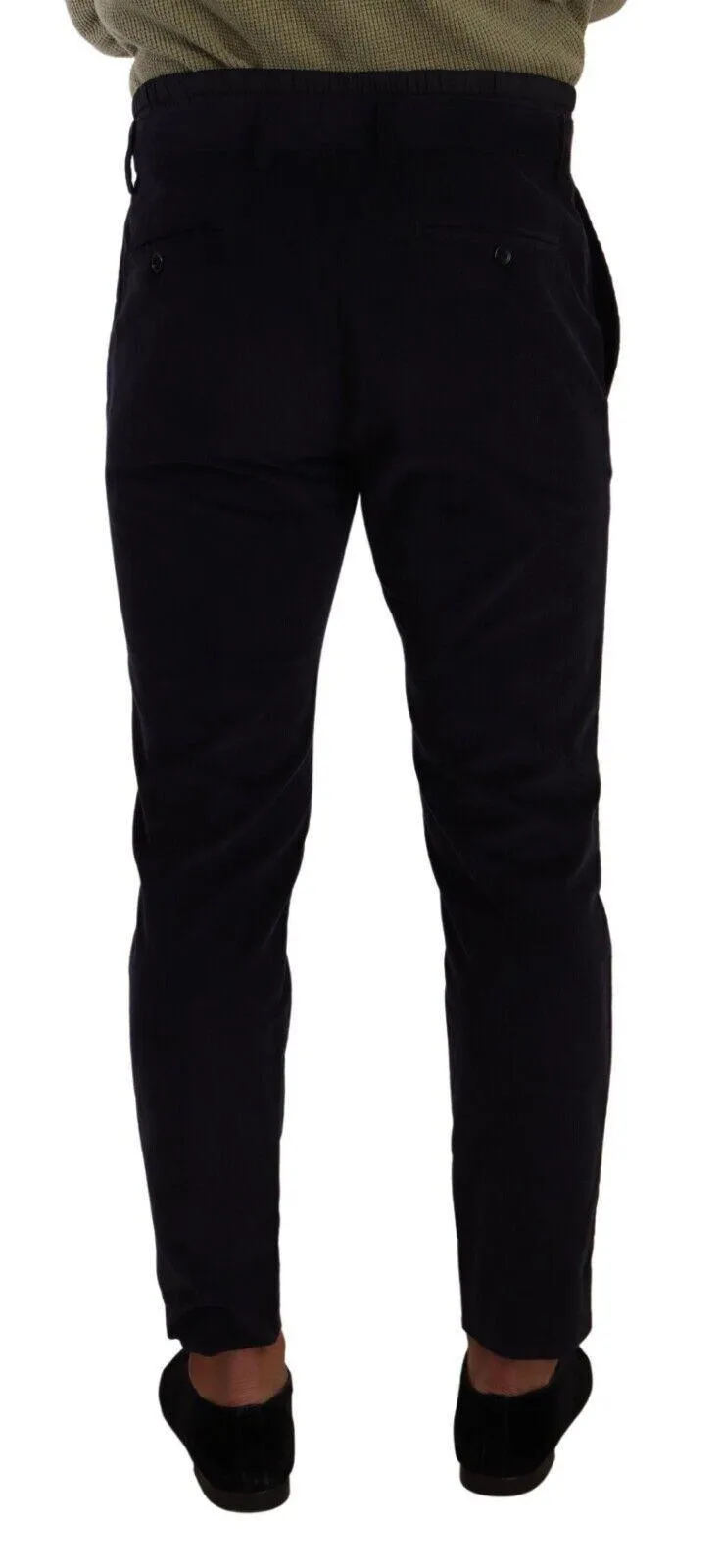 Dolce & Gabbana Blue Cotton Skinny Corduroy Trouser Pants