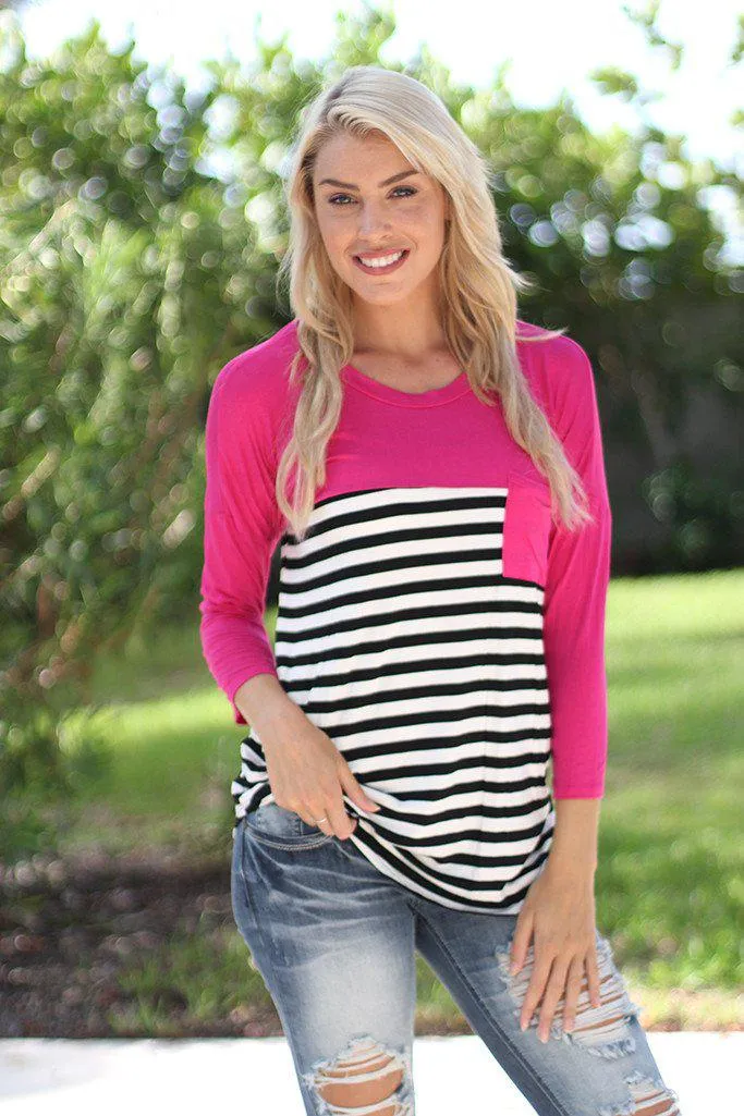 Fuchsia Striped Top