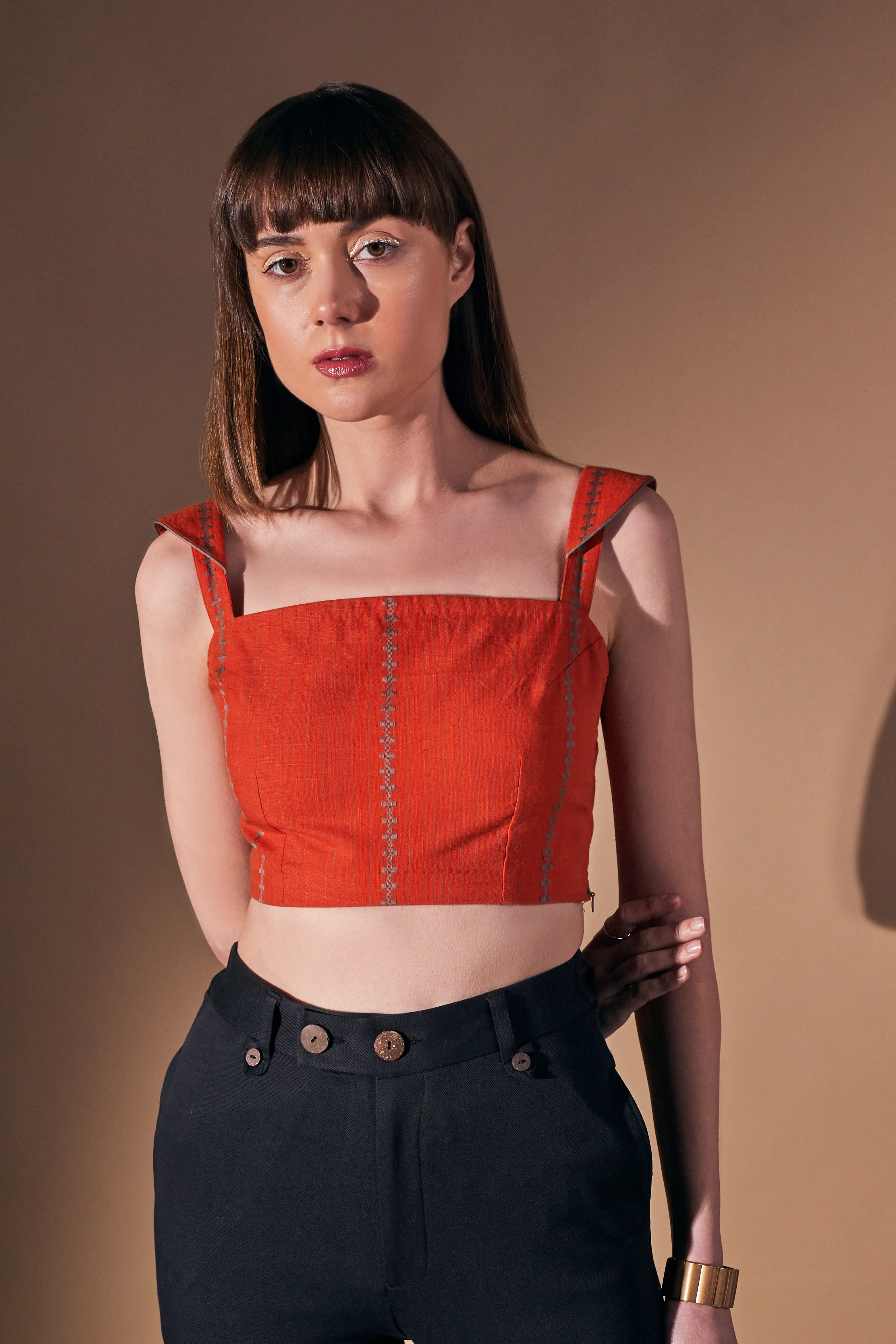 Handloom Ladies Orange Crop Top