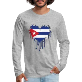 Heart of Cuba Flag Men's Premium Long Sleeve T-Shirt