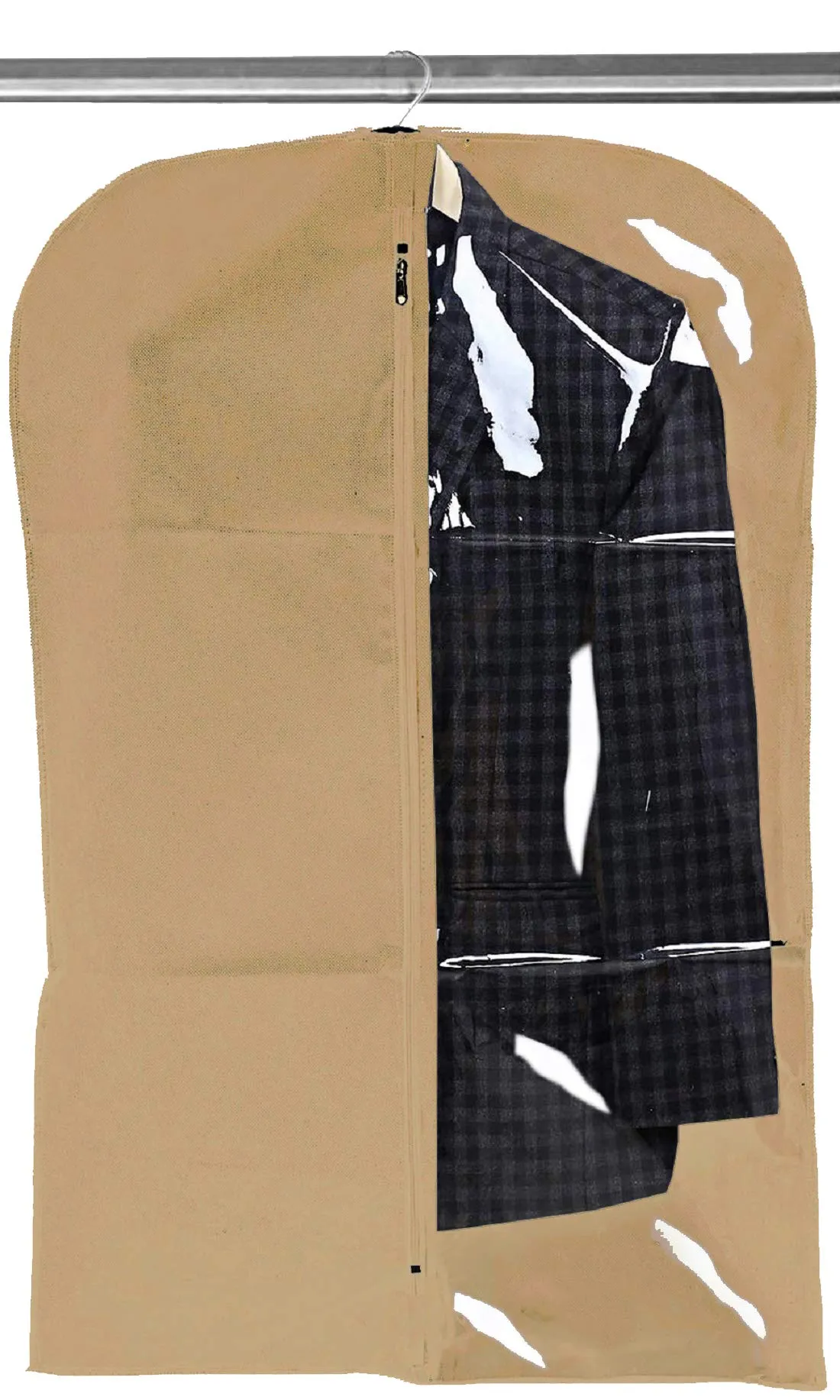 Kuber Industries Half Transparent 3 Pieces Non Woven Men's Coat Blazer Cover (Brown) - CTKTC30918