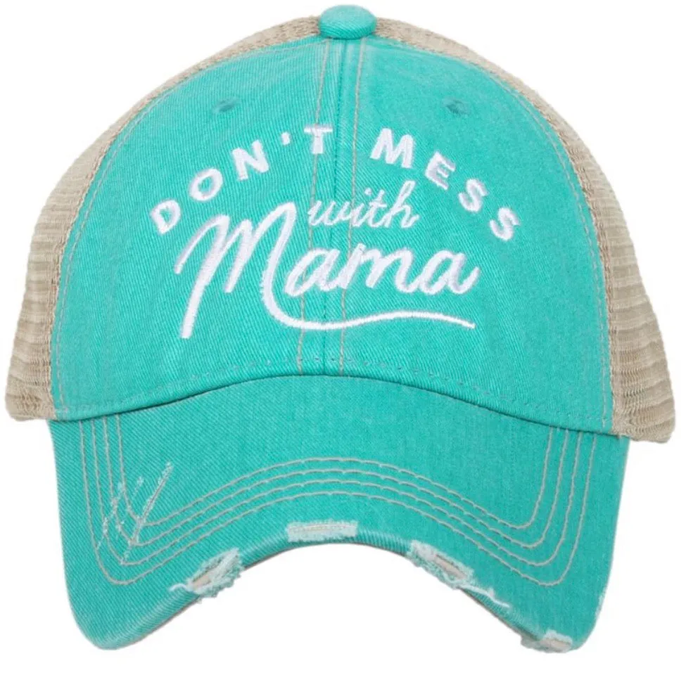 Mom hats! Dont mess with Mama | Embroidered distressed womens trucker cap | 4 colors!  Black • Wine • Light pink • Teal | Mama bear | Mommin ain’t easy | Tired as a mother