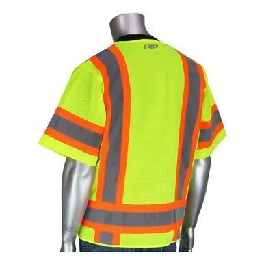 PIP Lime Yellow Two Tone Surveyor 11 Pocket Vest Class 3