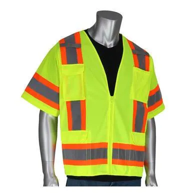 PIP Lime Yellow Two Tone Surveyor 11 Pocket Vest Class 3