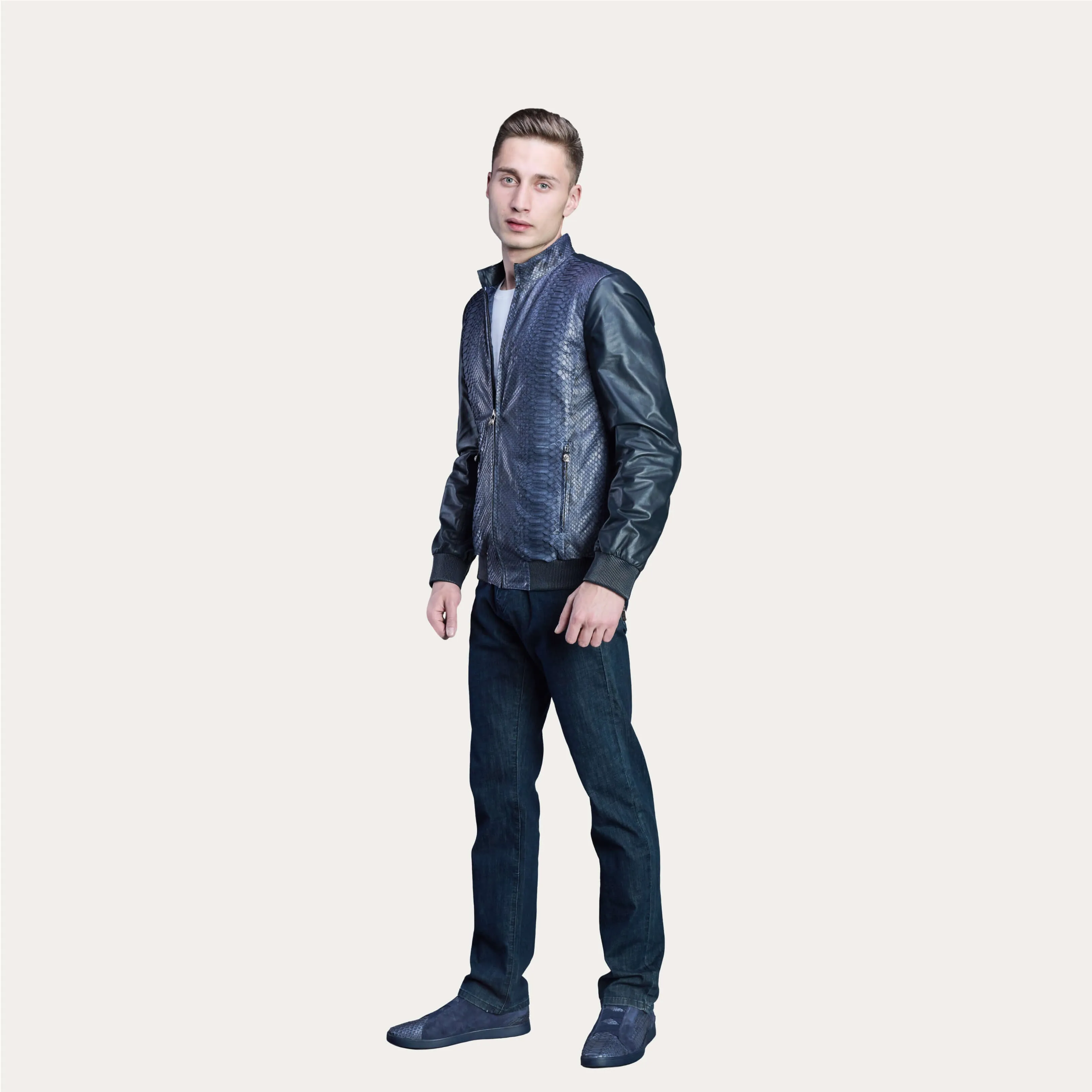 Python Leather & Napa Leather Blouson Jacket