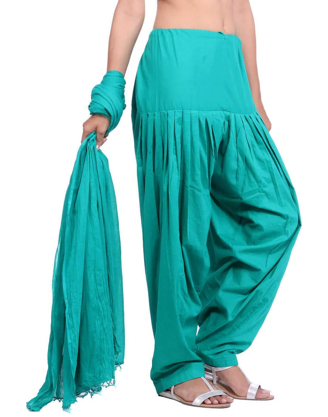 Sea Green Cotton Patiala Salwar And Dupatta Set