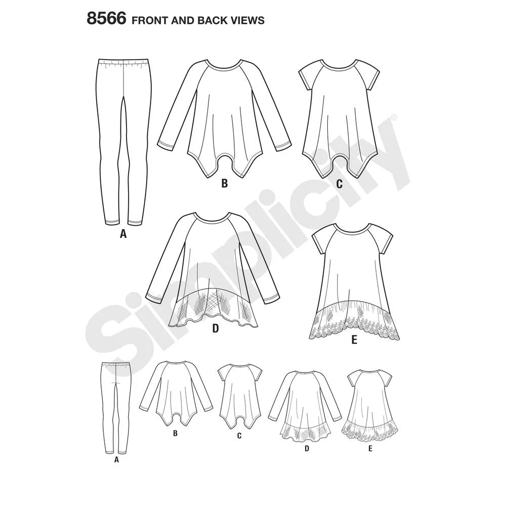 Simplicity Pattern S8566 Child's / Girls' Tunics & Leggings