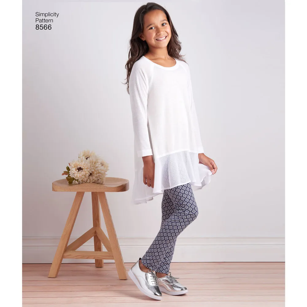 Simplicity Pattern S8566 Child's / Girls' Tunics & Leggings