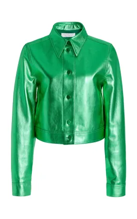 Thereza Jacket in Variseite Green Metallic Nappa Leather