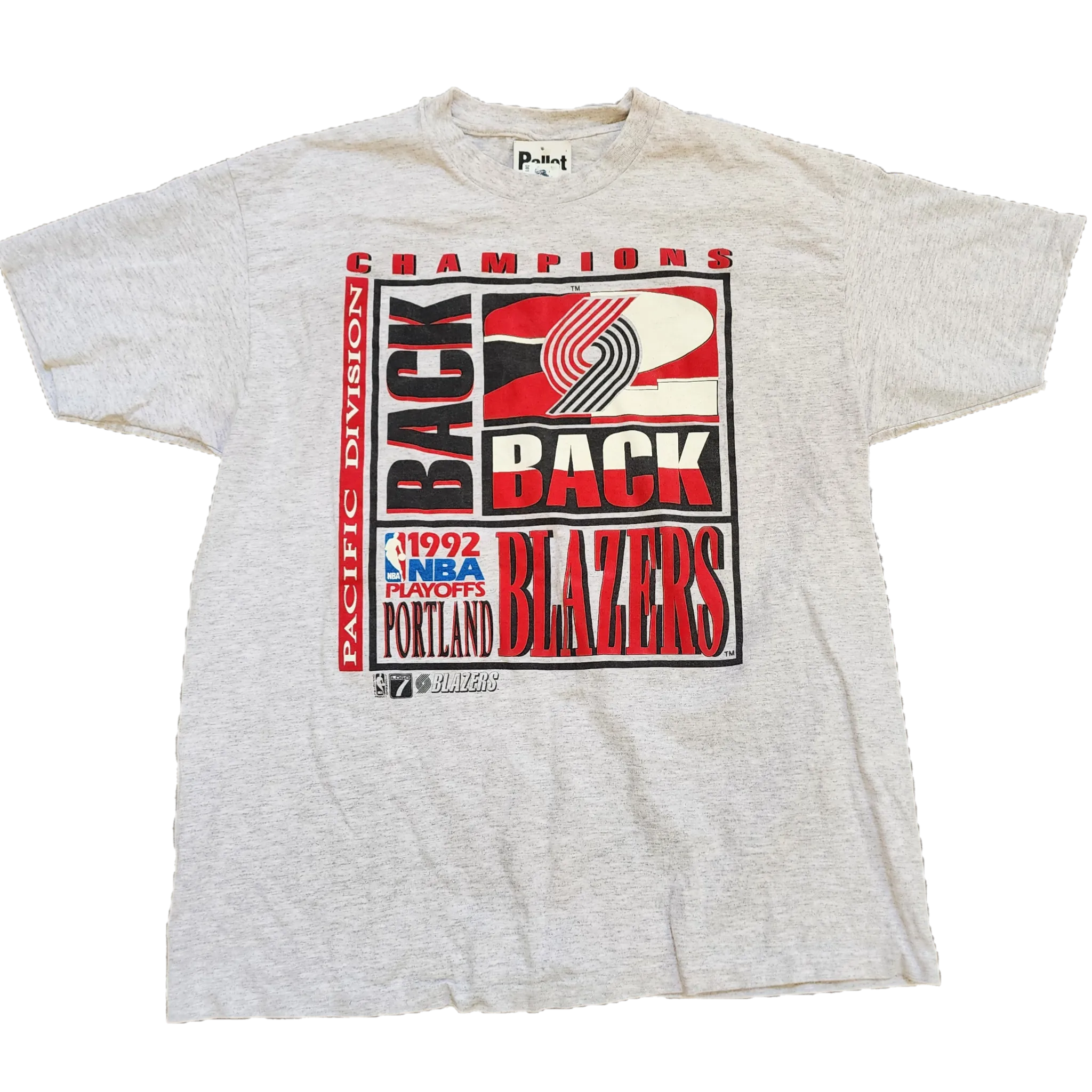 Trail Blazers 1992 Back To Back Champs Grey Tee - Size X-Large