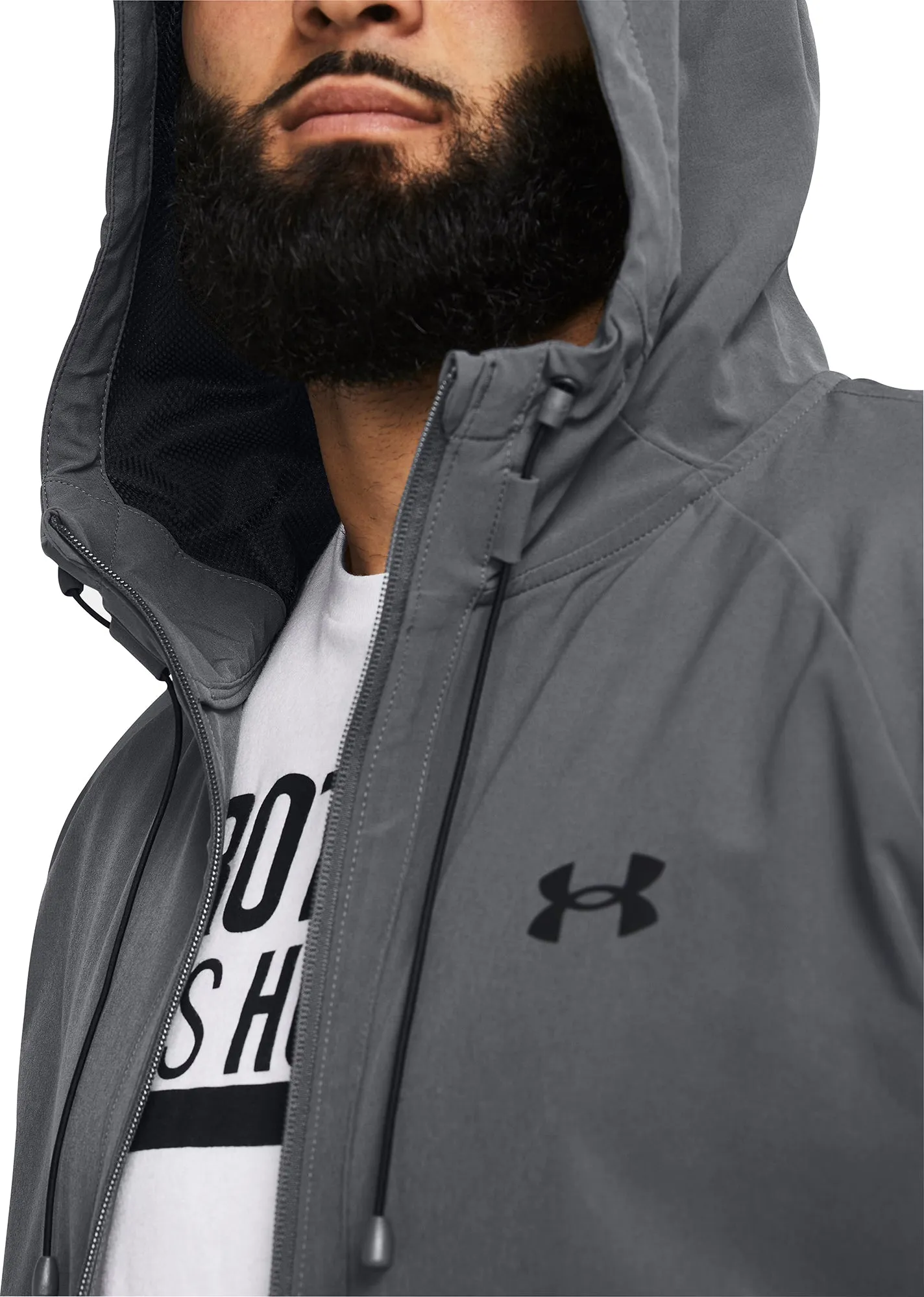 Under Armour Stretch Woven Windbreaker Mens Running Jacket - Grey