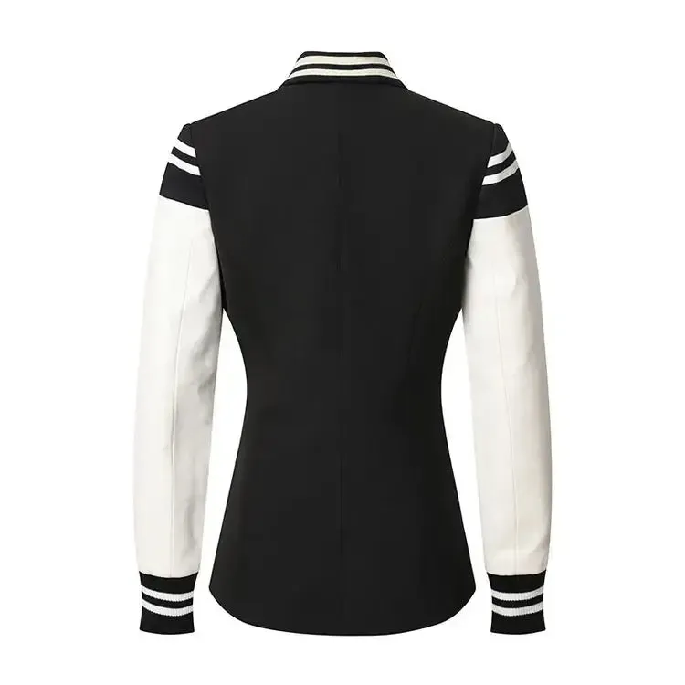 Women Varsity Vegan Leather Jacket