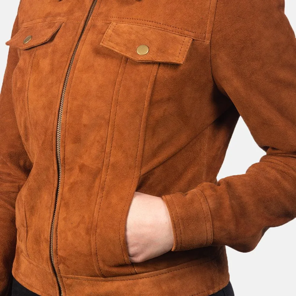 Womens Tan Suede Leather Jacket