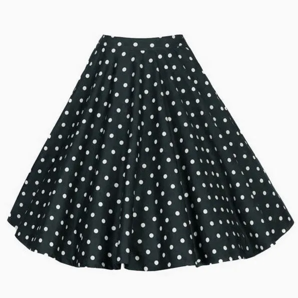 Women's Vintage Knee Length Flare Floral A Line Pleated Skirt